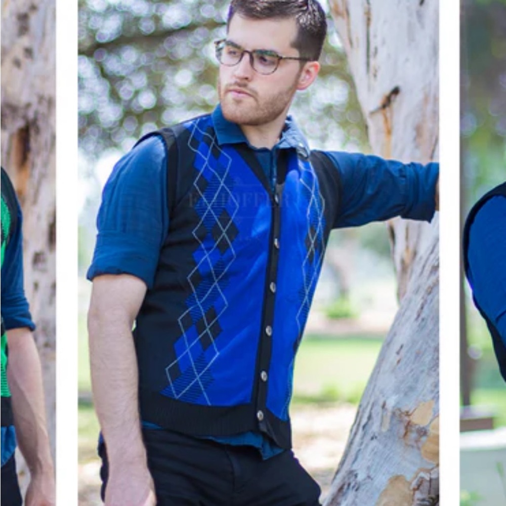 Elhoffer Design | Ravenclaw-Inspired Argyle Wizard Vest (Men’s / Unisex)